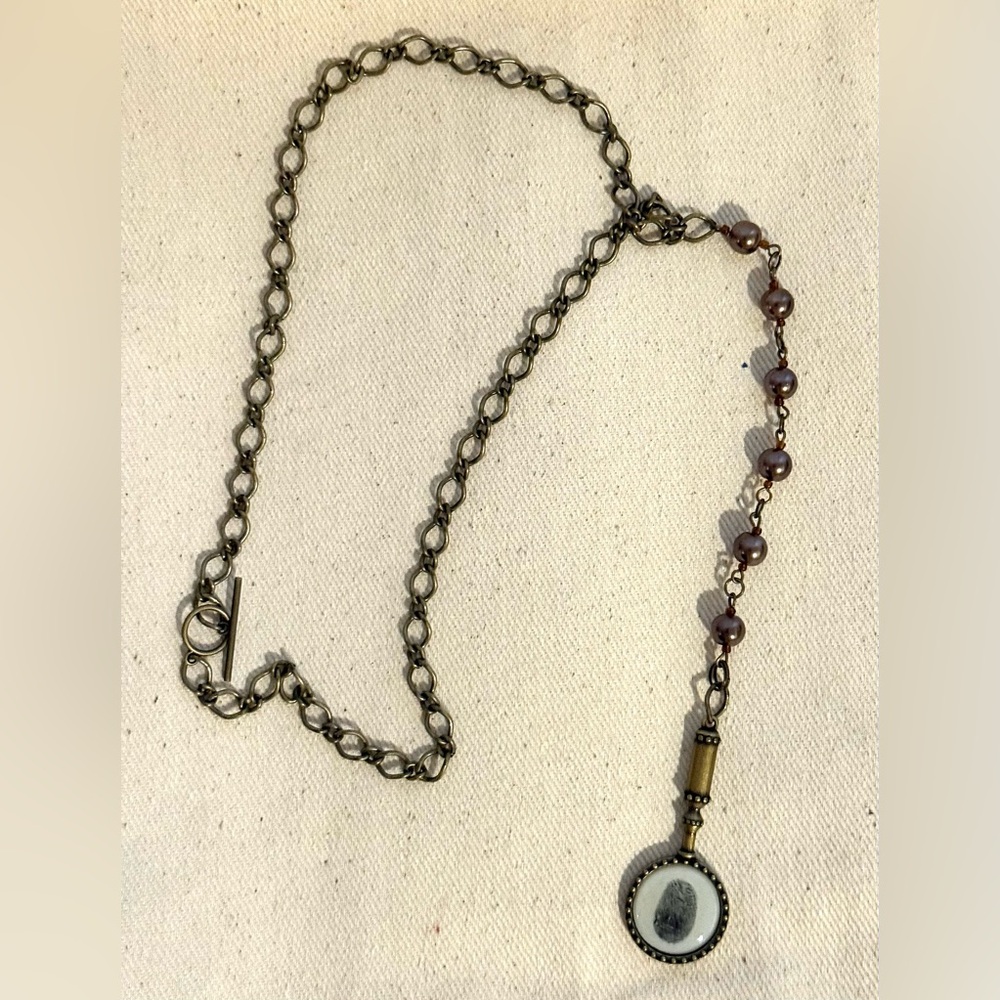 Chic Bronze and Brown Metallic Bead Pendant Necklace